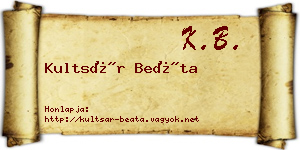 Kultsár Beáta névjegykártya